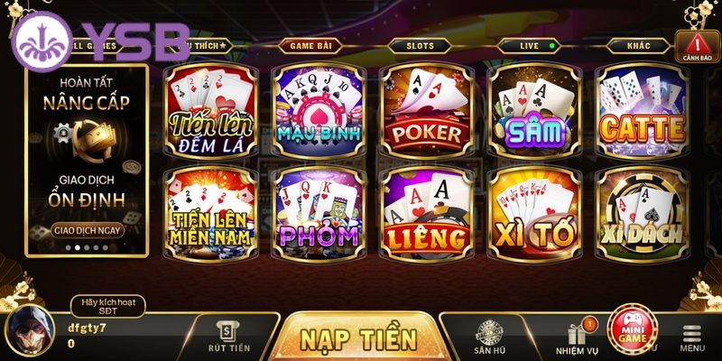 Sân chơi cung cấp nhiều thể loại game bài với thiết kế với đồ họa sống động